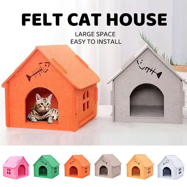 Cats Nest Scratch Resistant Semi Enclosed Felt Cat House Removable Comfortable