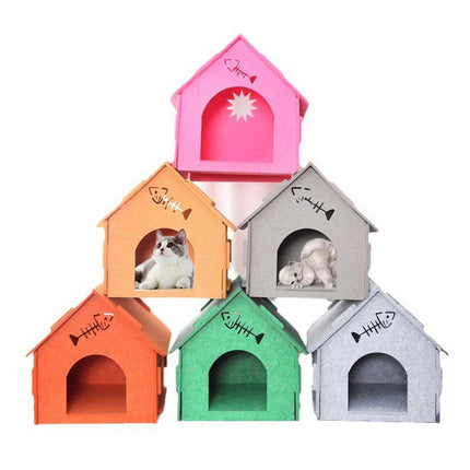 Cats Nest Scratch Resistant Semi Enclosed Felt Cat House Removable Comfortable