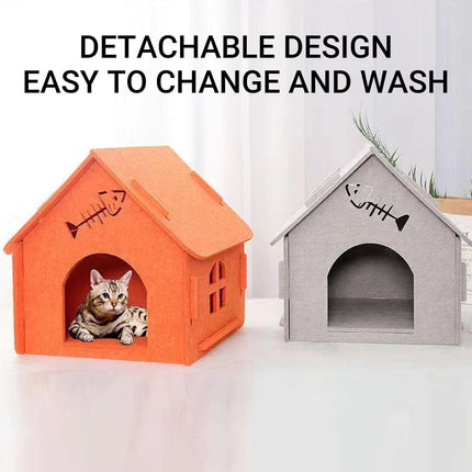 Cats Nest Scratch Resistant Semi Enclosed Felt Cat House Removable Comfortable