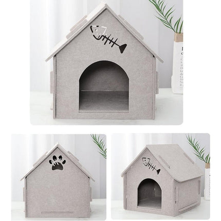 Cats Nest Scratch Resistant Semi Enclosed Felt Cat House Removable Comfortable