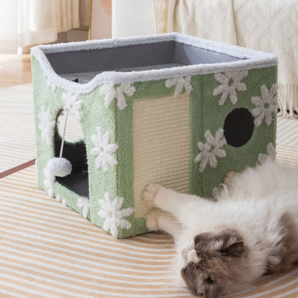 Cat Bed Foldable Double Layer Upper Lower Pet House Sleeping Nest Cushion