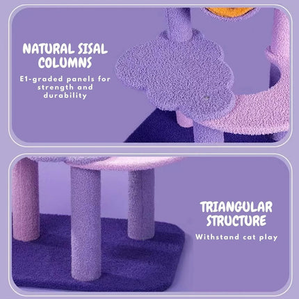 Purple Fantasy Cat Tree with Climbing Frame Multi Level Scratching Tower