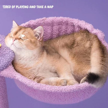 Purple Fantasy Cat Tree with Climbing Frame Multi Level Scratching Tower