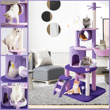 Purple Fantasy Cat Tree with Climbing Frame Multi Level Scratching Tower