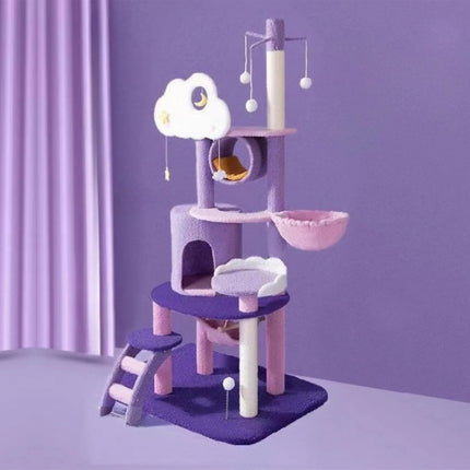 Purple Fantasy Cat Tree with Climbing Frame Multi Level Scratching Tower