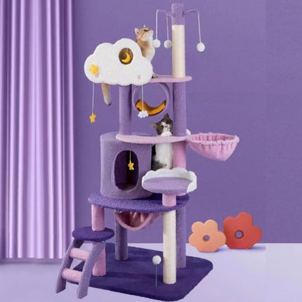 Purple Fantasy Cat Tree with Climbing Frame Multi Level Scratching Tower