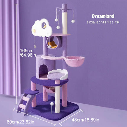 Purple Fantasy Cat Tree with Climbing Frame Multi Level Scratching Tower