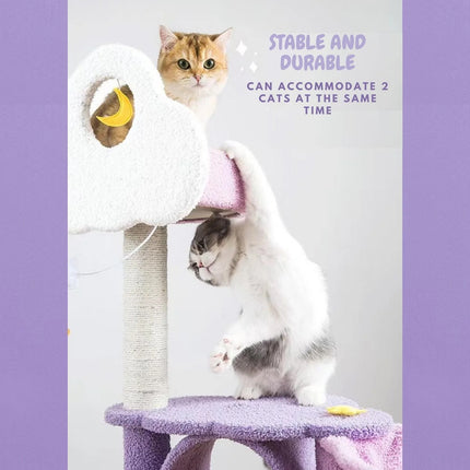 Purple Fantasy Cat Tree with Climbing Frame Multi Level Scratching Tower