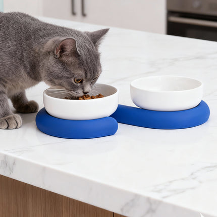 Ceramic Pet Bowl Food Water Dish Food-Grade Easy to Clean for Home Cats Dogs Use