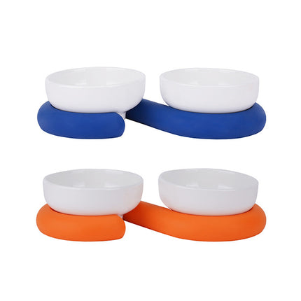 Ceramic Pet Bowl Food Water Dish Food-Grade Easy to Clean for Home Cats Dogs Use