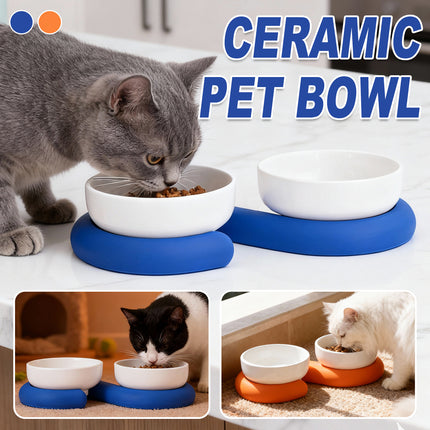 Ceramic Pet Bowl Food Water Dish Food-Grade Easy to Clean for Home Cats Dogs Use