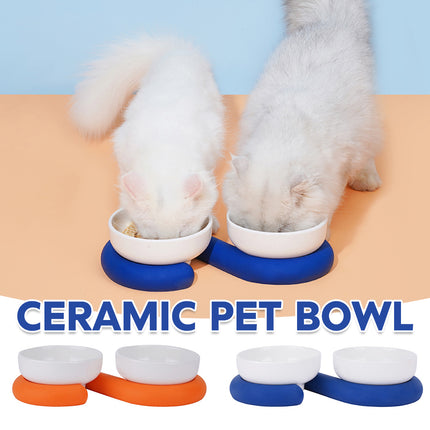 Ceramic Pet Bowl Food Water Dish Food-Grade Easy to Clean for Home Cats Dogs Use
