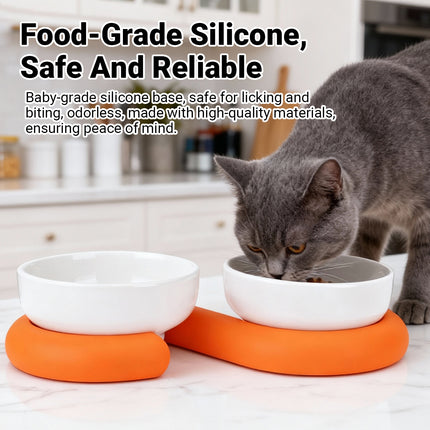 Ceramic Pet Bowl Food Water Dish Food-Grade Easy to Clean for Home Cats Dogs Use