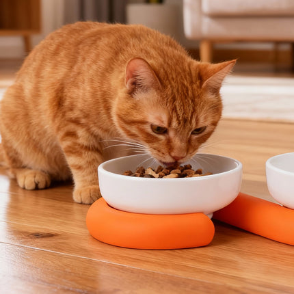 Ceramic Pet Bowl Food Water Dish Food-Grade Easy to Clean for Home Cats Dogs Use