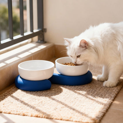 Ceramic Pet Bowl Food Water Dish Food-Grade Easy to Clean for Home Cats Dogs Use