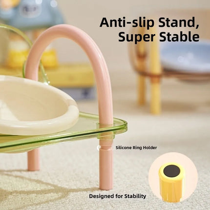 Ceramic Pet Double Bowls Stand Feeder Adjustable Height for Cat Dog Daily Use