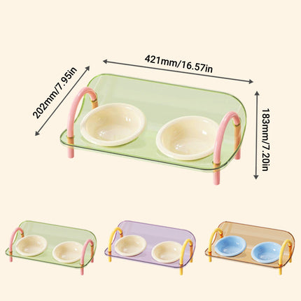 Ceramic Pet Double Bowls Stand Feeder Adjustable Height for Cat Dog Daily Use