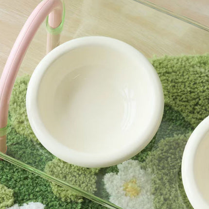 Ceramic Pet Double Bowls Stand Feeder Adjustable Height for Cat Dog Daily Use