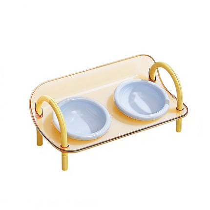 Ceramic Pet Double Bowls Stand Feeder Adjustable Height for Cat Dog Daily Use