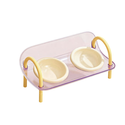 Ceramic Pet Double Bowls Stand Feeder Adjustable Height for Cat Dog Daily Use