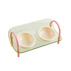 Ceramic Pet Double Bowls Stand Feeder Adjustable Height for Cat Dog Daily Use