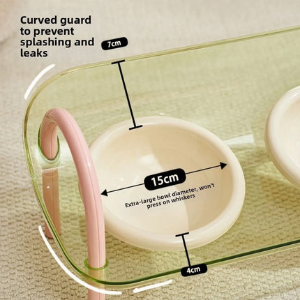 Ceramic Pet Double Bowls Stand Feeder Adjustable Height for Cat Dog Daily Use