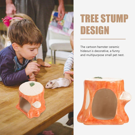 Ceramic Hamster Nest Hut House Stump Bed Pet Small Animal Habitat Cage Accessory