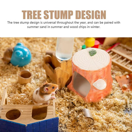Ceramic Hamster Nest Hut House Stump Bed Pet Small Animal Habitat Cage Accessory