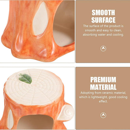 Ceramic Hamster Nest Hut House Stump Bed Pet Small Animal Habitat Cage Accessory