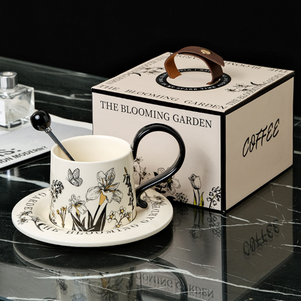Vintage Ceramic Coffee Cup and Saucer Set Elegant Luxury Mug Gift Home Use