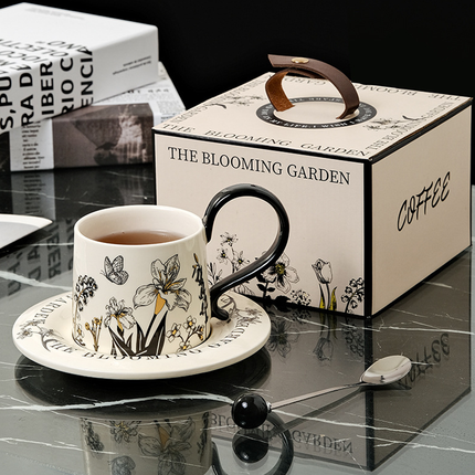 Vintage Ceramic Coffee Cup and Saucer Set Elegant Luxury Mug Gift Home Use