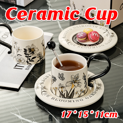 Vintage Ceramic Coffee Cup and Saucer Set Elegant Luxury Mug Gift Home Use
