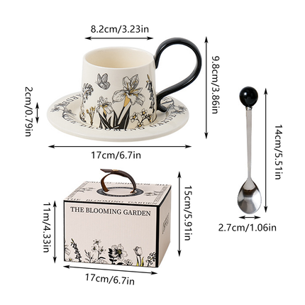 Vintage Ceramic Coffee Cup and Saucer Set Elegant Luxury Mug Gift Home Use