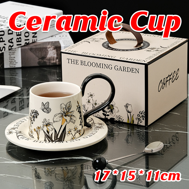 Vintage Ceramic Coffee Cup and Saucer Set Elegant Luxury Mug Gift Home Use