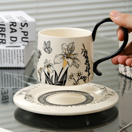 Vintage Ceramic Coffee Cup and Saucer Set Elegant Luxury Mug Gift Home Use