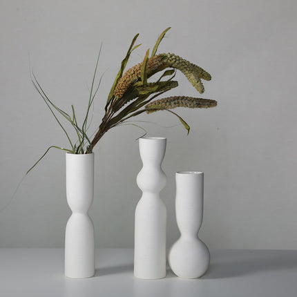 Simple White Ceramic Vase Ornament for Home Living Room Bedroom Table Decor