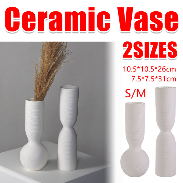 Simple White Ceramic Vase Ornament for Home Living Room Bedroom Table Decor