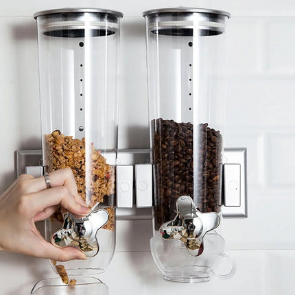Wall Mount Double Outlet Grain Distributor Storage Container for Rice Cereal Use