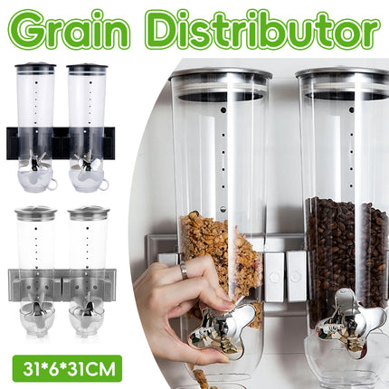 Wall Mount Double Outlet Grain Distributor Storage Container for Rice Cereal Use