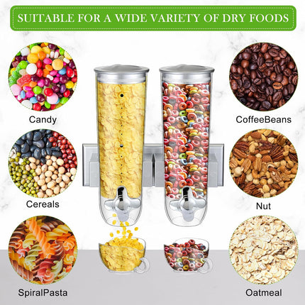 Wall Mount Double Outlet Grain Distributor Storage Container for Rice Cereal Use