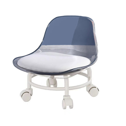 Stool with Universal Wheels Pulley Short Stool with Backrest Comfortable Seat