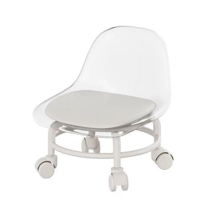 Stool with Universal Wheels Pulley Short Stool with Backrest Comfortable Seat