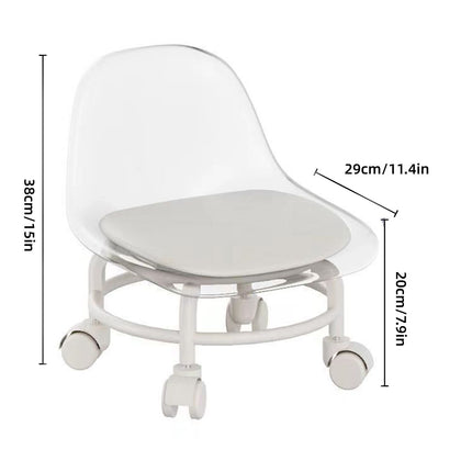 Stool with Universal Wheels Pulley Short Stool with Backrest Comfortable Seat