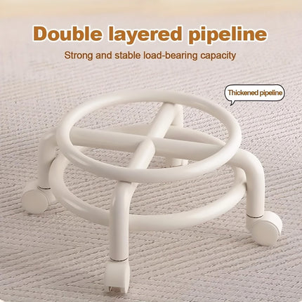 Stool with Universal Wheels Pulley Short Stool with Backrest Comfortable Seat