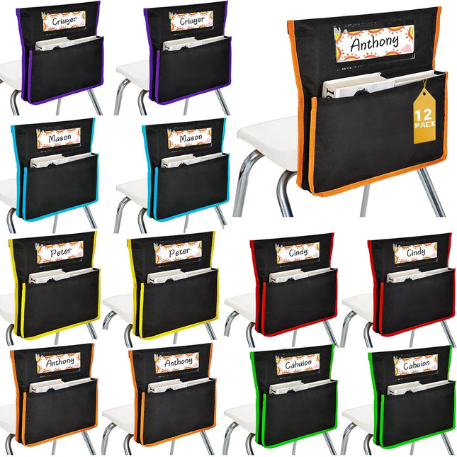 12PCS Classroom Student Chair Back Storage Bag Durable Oxford Fabric Waterproof