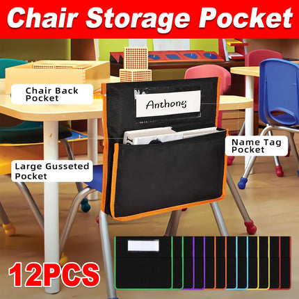 12PCS Classroom Student Chair Back Storage Bag Durable Oxford Fabric Waterproof