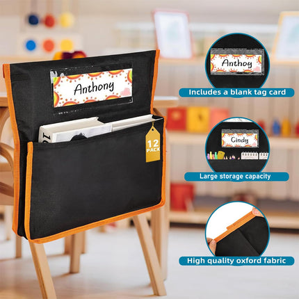 12PCS Classroom Student Chair Back Storage Bag Durable Oxford Fabric Waterproof
