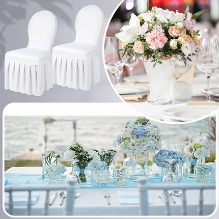 Chair Skirt Cover 2pcs Pleated Cover Hotel Banquet Chair Stool Seat Protector