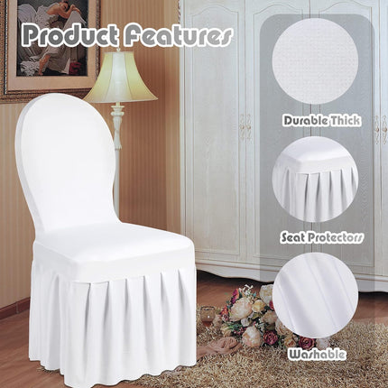 Chair Skirt Cover 2pcs Pleated Cover Hotel Banquet Chair Stool Seat Protector