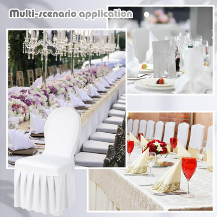 Chair Skirt Cover 2pcs Pleated Cover Hotel Banquet Chair Stool Seat Protector